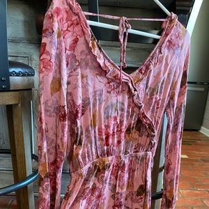 Pink floral romper